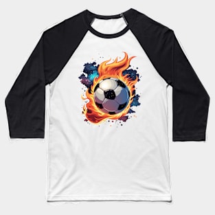 Flying soccer ball with flames. Baseball T-Shirt